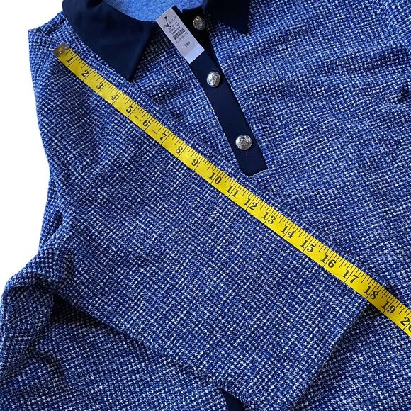NWT TALBOTS Plus Petite 3XP Contrast Tweed Dress 3/4 Sleeves Career Stretch Polo - Picture 9 of 14